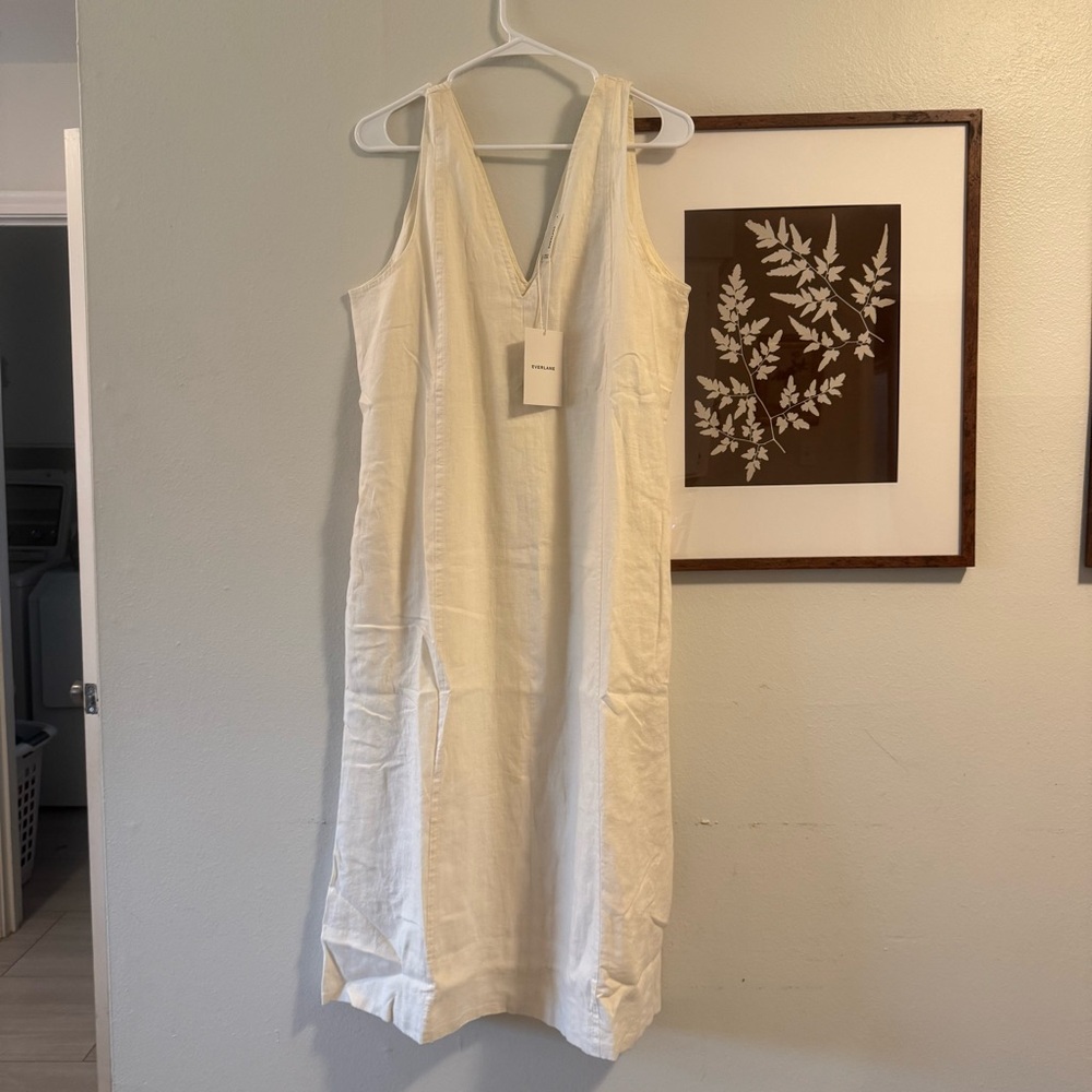Everlane Linen V-Neck Midi Dress NWT